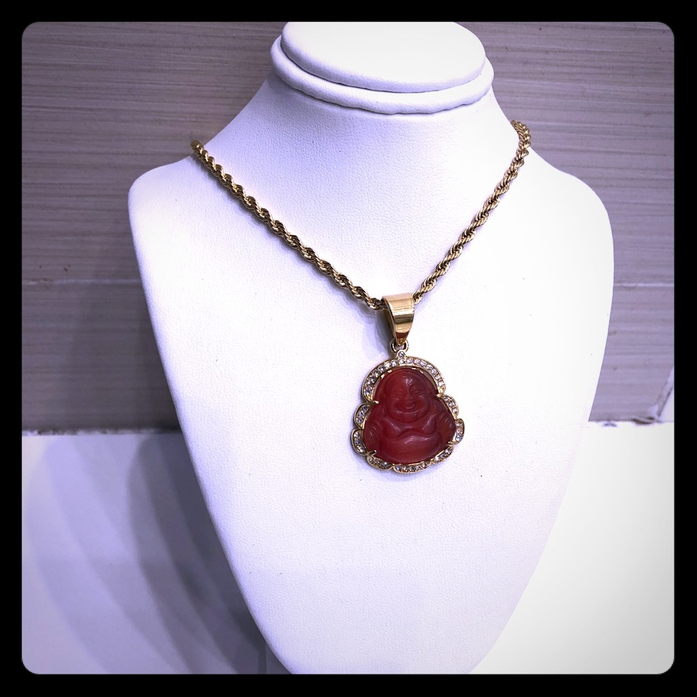 Smile Buddha Pendant with Rope Chain - Picture 1 of 4